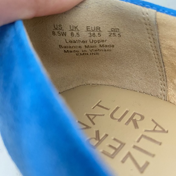 Naturalizer Emiline Bauhaus Loafer Sz 8.5‎ W Blue Suede Slip-on Low Heel Work - Picture 8 of 11